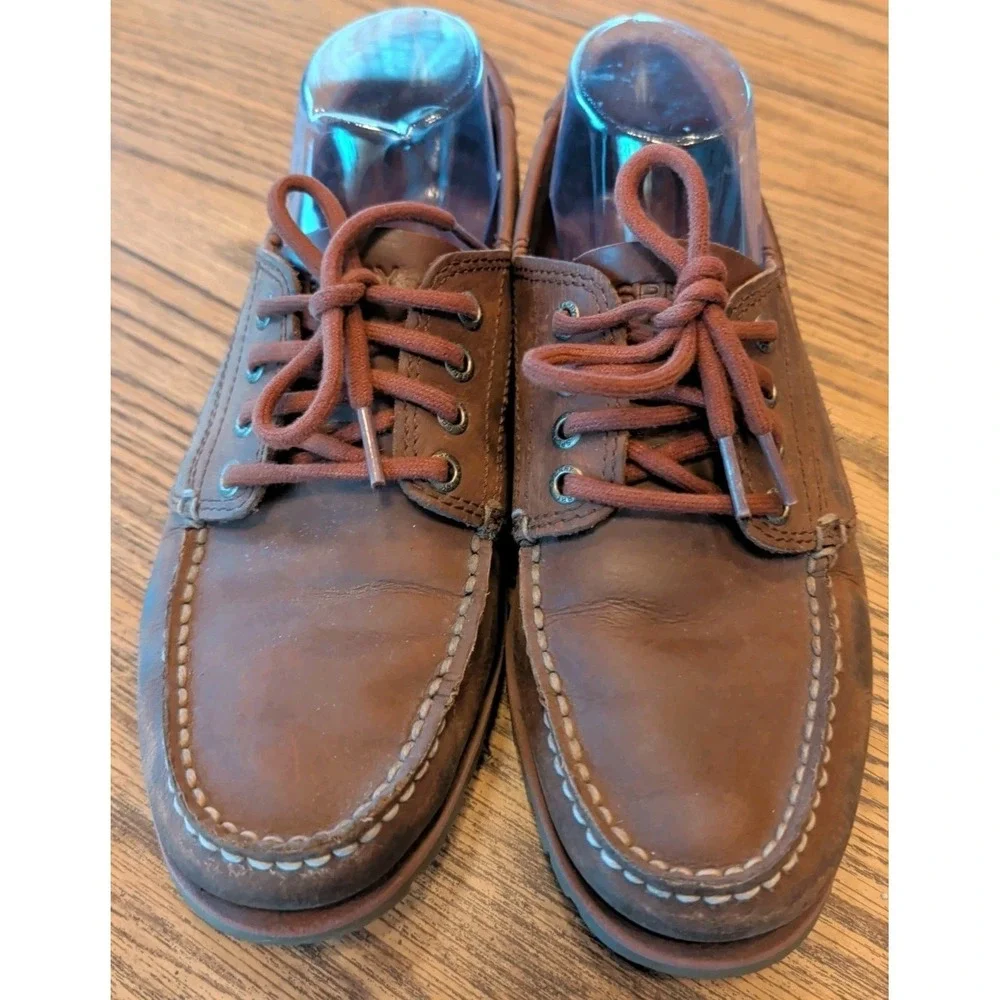 Men's‎ Sperry Top Sider 4-Eye Boat Shoes Brown Leather Size 8M Pre-Owned